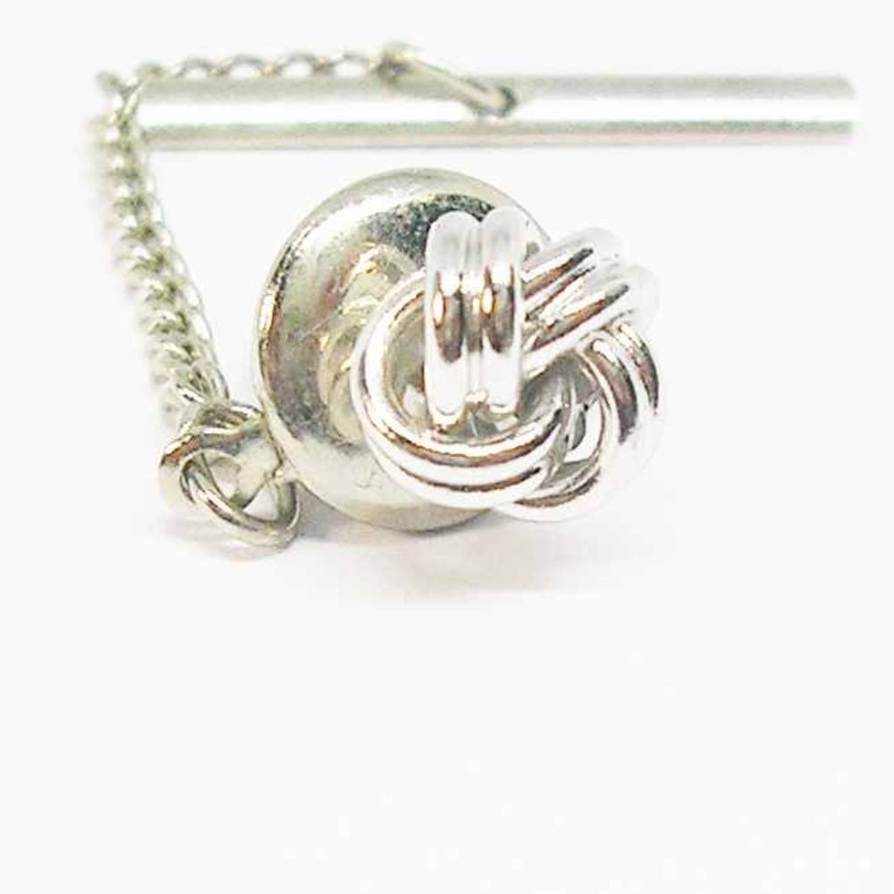 Wedding Tie Tack Forever Knot Tie Pin with Chain Groom Gift Formal Wear